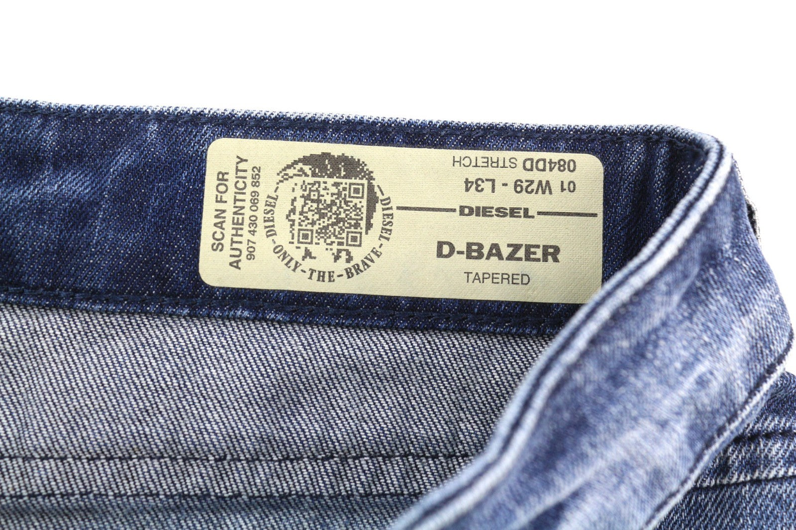 DIESEL D-Bazer 084DD Men's Jeans W29/L34 Tapered Ripped Denim Washed Logo