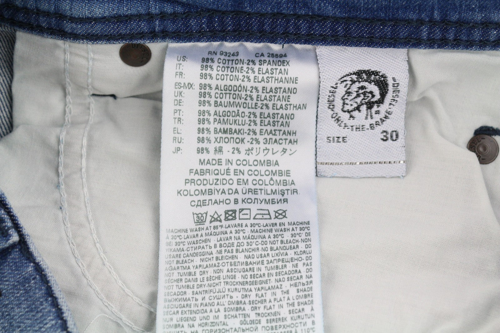 DIESEL Tepphar RC48S Men's Jeans W30/L32 Slim Carrot Washed Blue Distressed