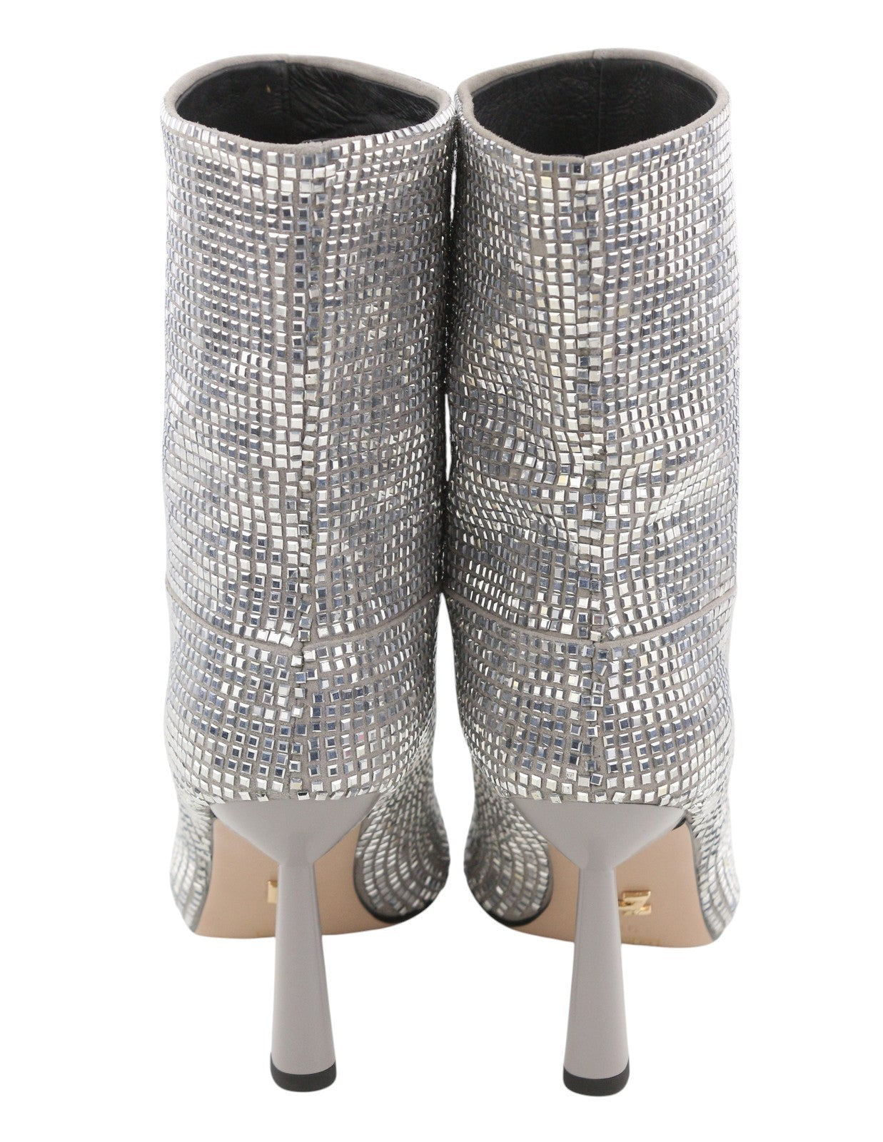 LOLA CRUZ Koilo Women Boots EU36 Silver Suede Shiny Glitter Ankle Heels RRP365