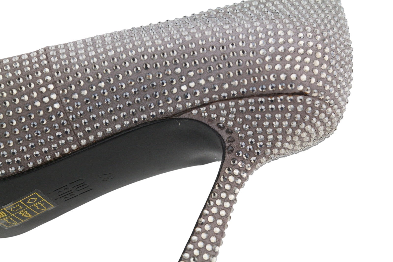 BIBI LOU Opole Women Heels EU37 Grey Shiny Glitter Rhinestones Pointed RRP149