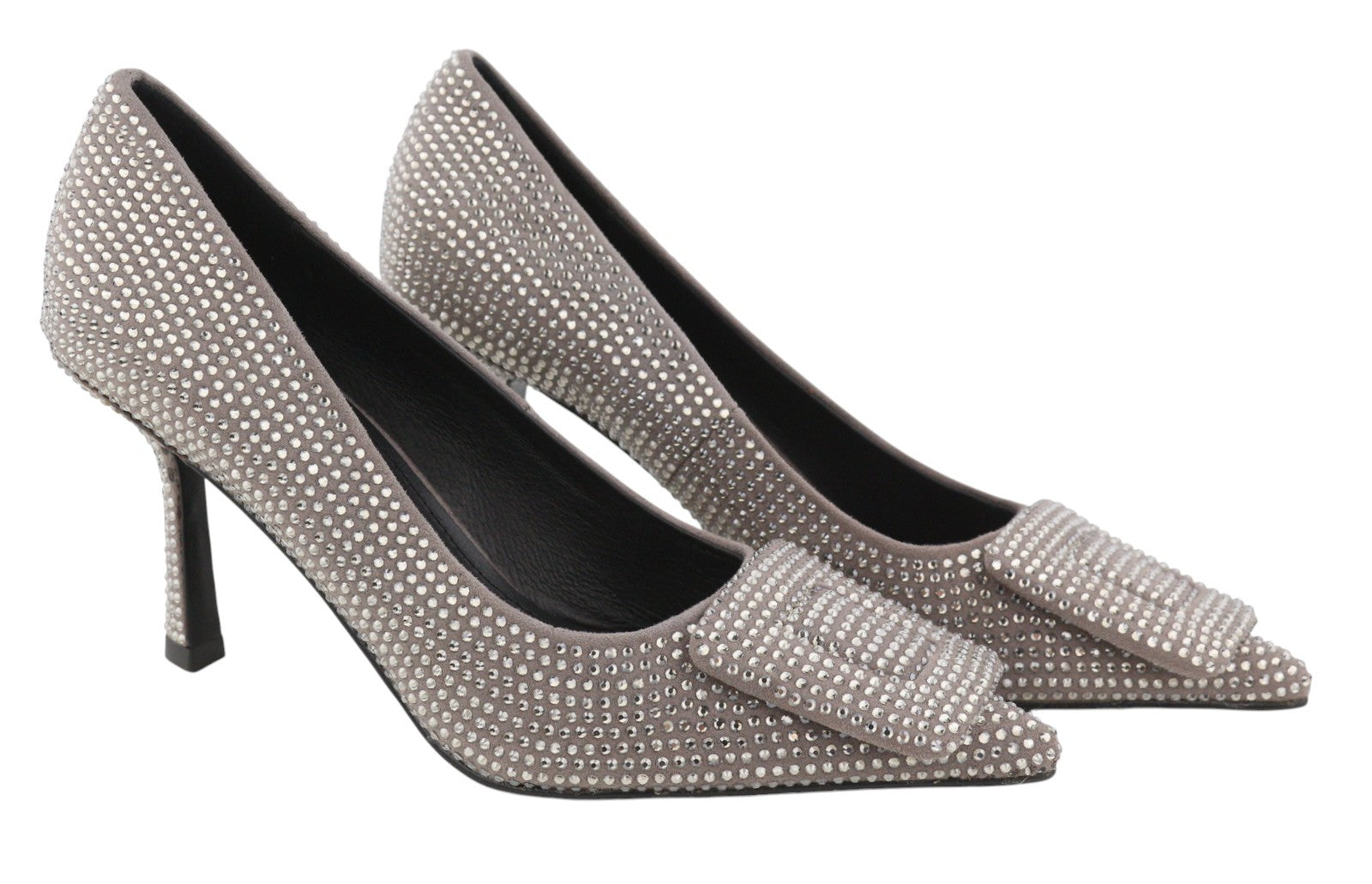 BIBI LOU Opole Women Heels EU37 Grey Shiny Glitter Rhinestones Pointed RRP149
