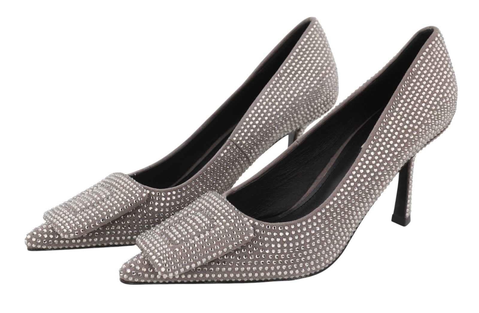 BIBI LOU Opole Women Heels EU37 Grey Shiny Glitter Rhinestones Pointed RRP149