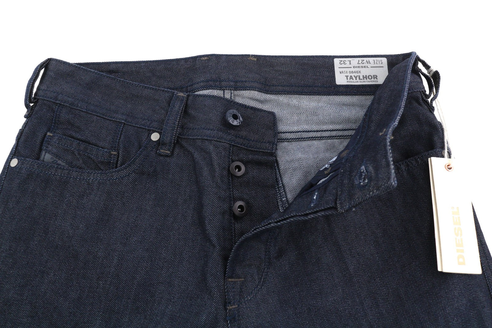 DIESEL Taylhor 0846X Men's Jeans W27/L32 Slim Tapered Button Dark Blue Wash