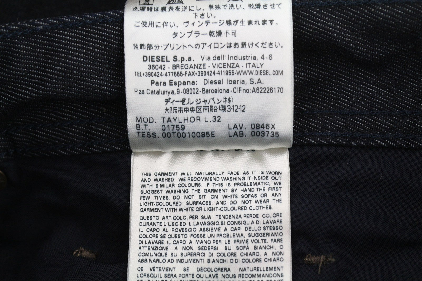 DIESEL Taylhor 0846X Men's Jeans W27/L32 Slim Tapered Button Dark Blue Wash