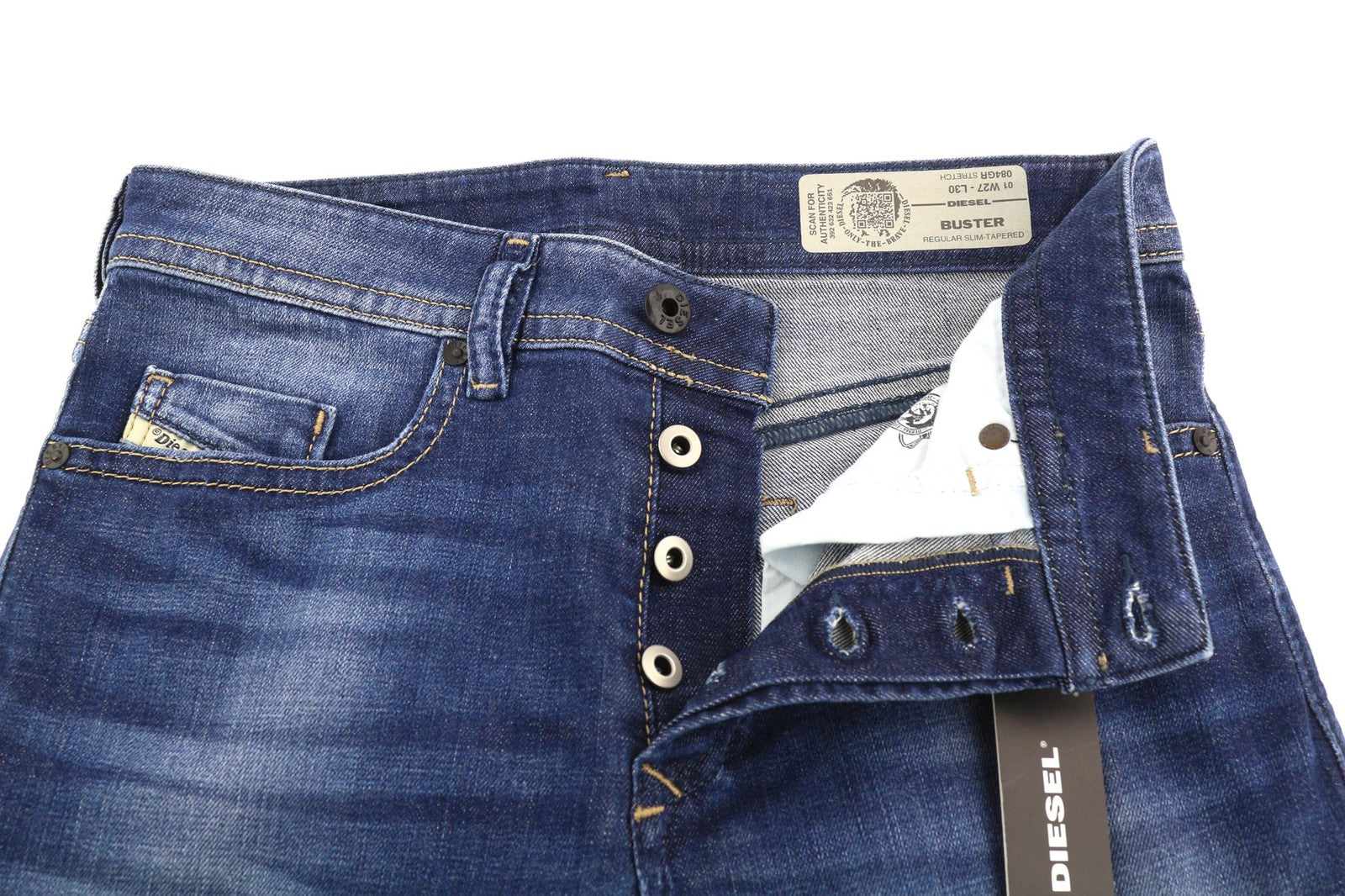 DIESEL Buster 084GR Men's Jeans W27/L30 Slim Tapered Stretch Blue Washed