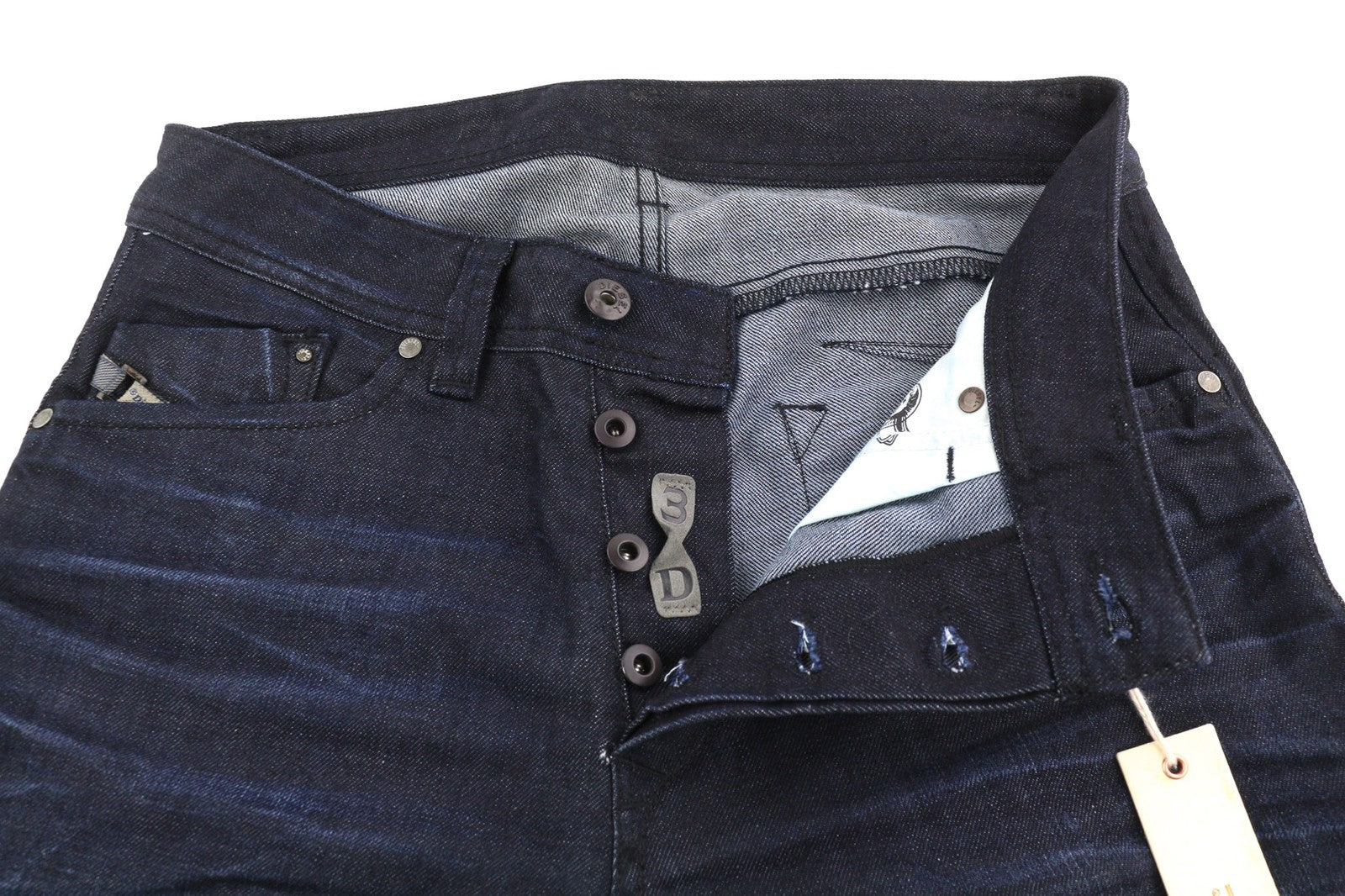 DIESEL Darron 0835G Men's Jeans W28/L34 Slim Tapered Dark Blue Buttoned