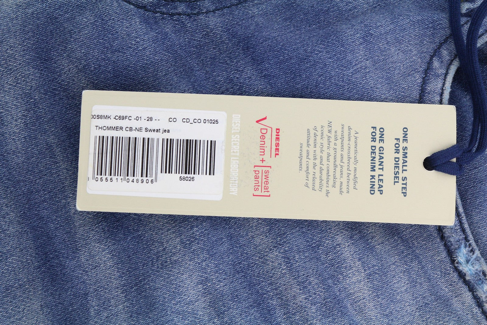 DIESEL Thommer CB-NE C69FC Men's Jeans W28 Jogg Ripped Distressed Blue Wash