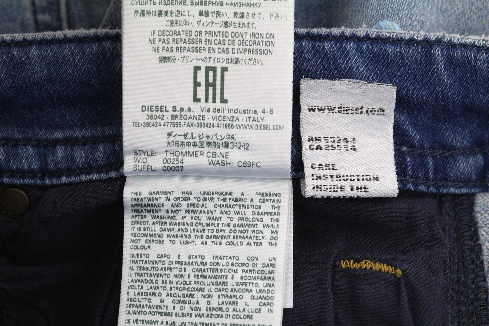 DIESEL Thommer CB-NE C69FC Men's Jeans W28 Jogg Ripped Distressed Blue Wash