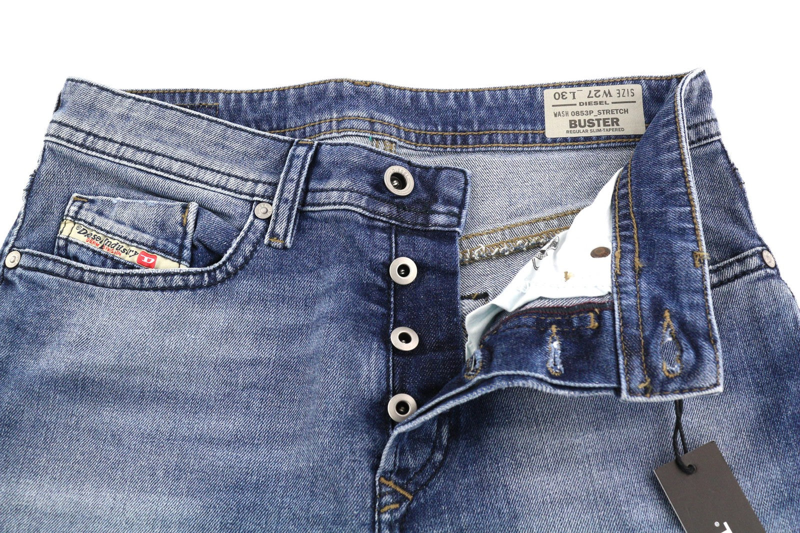 DIESEL Buster 0853P Men's Jeans W27/L30 Slim Tapered Stretch Blue Washed