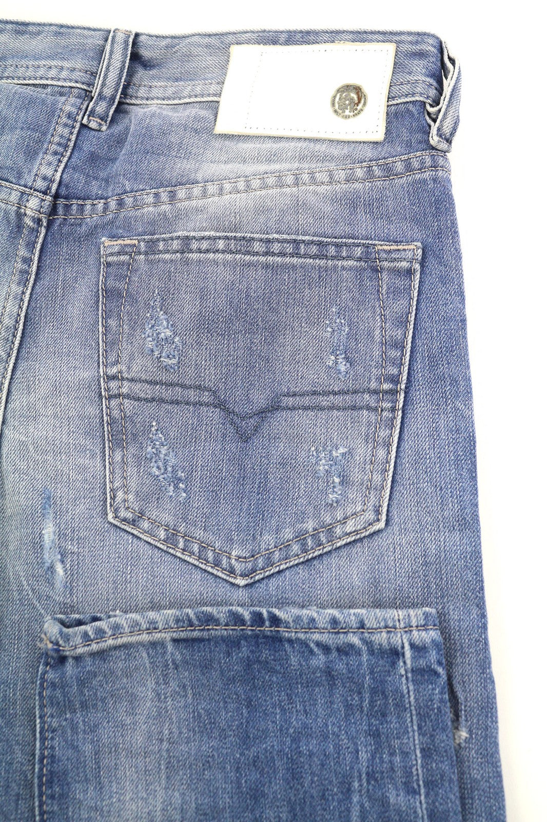 DIESEL Buster 084CM Men's Jeans W27/L32 Slim Tapered Distressed Washed Denim