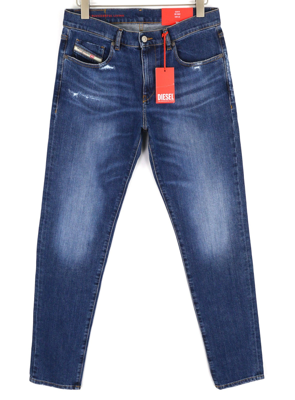 DIESEL 2019 D-Strukt 09E07 Men's Jeans W31/L34 Slim Mid Waist Distressed Wash