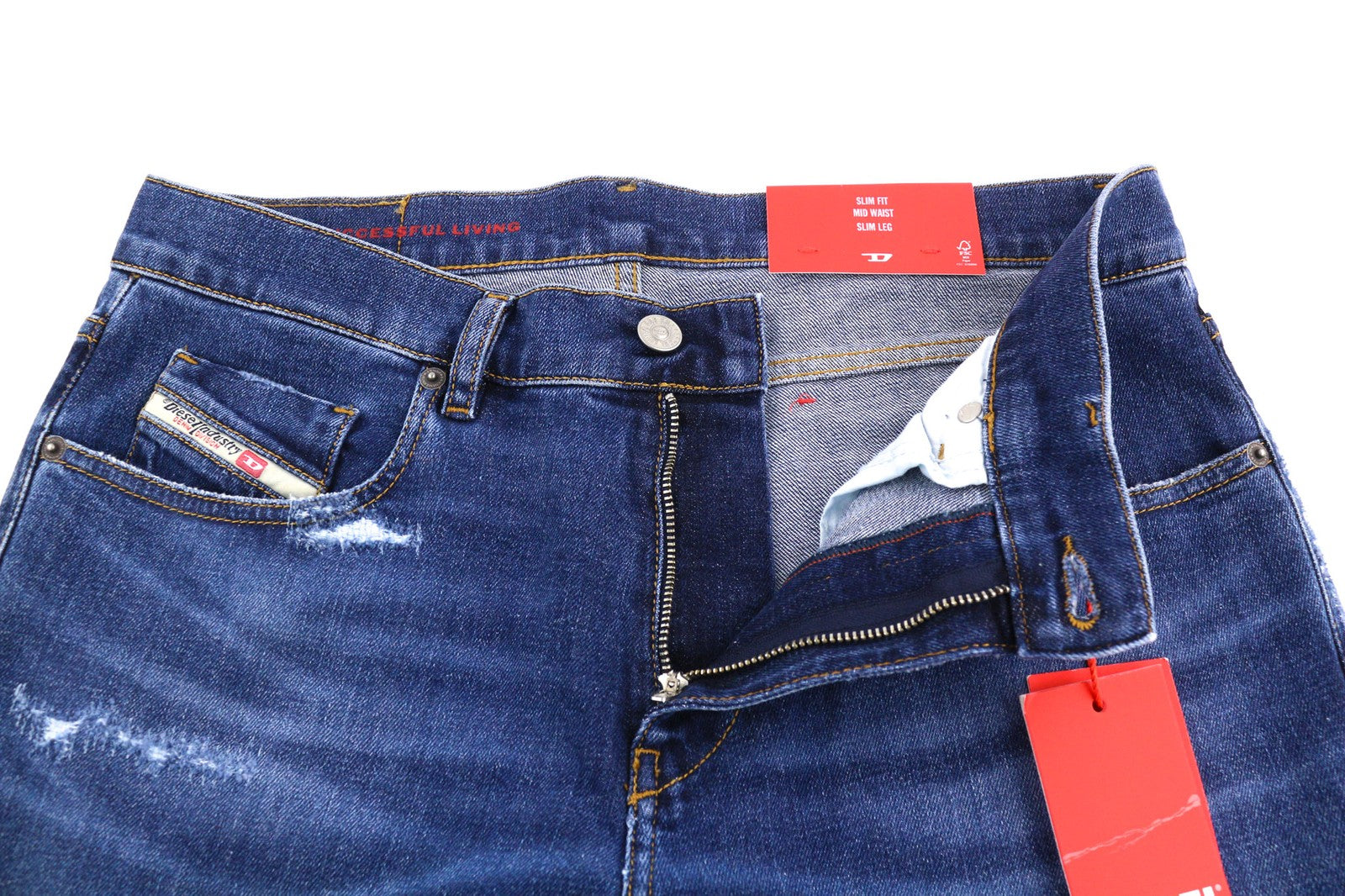 DIESEL 2019 D-Strukt 09E07 Men's Jeans W31/L34 Slim Mid Waist Distressed Wash