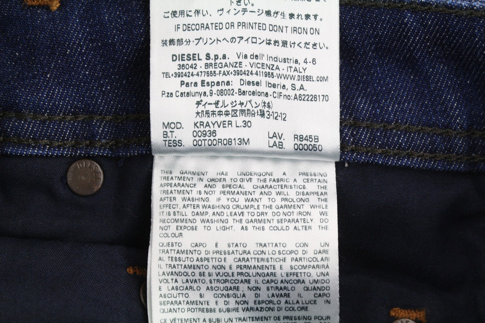 DIESEL Krayver R845B Men's Jeans W28/L30 Slim Carrot Washed Stretch Blue