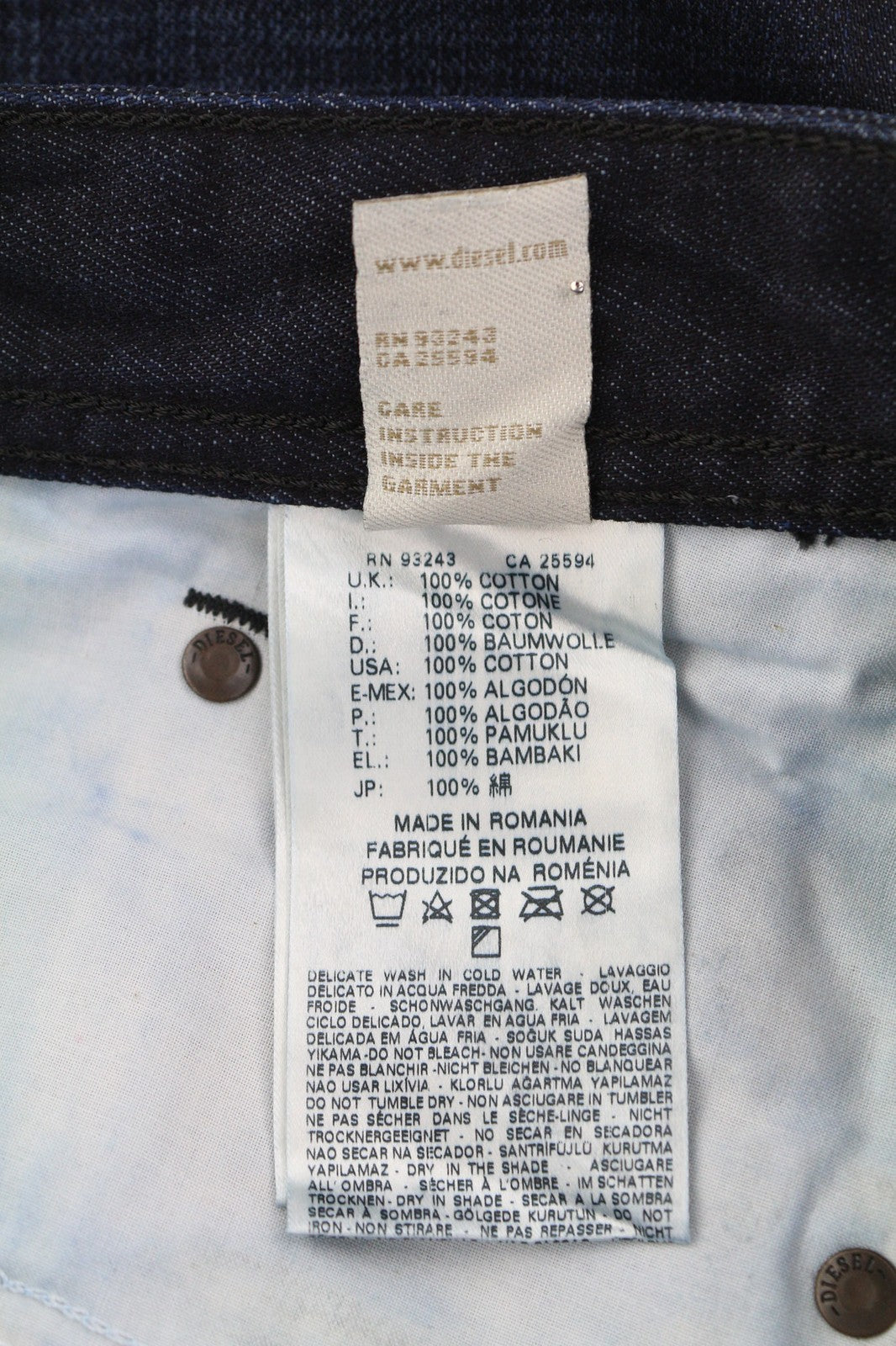 DIESEL Darron 0835G Men's Jeans W27/L32 Slim Tapered Washed Button Blue