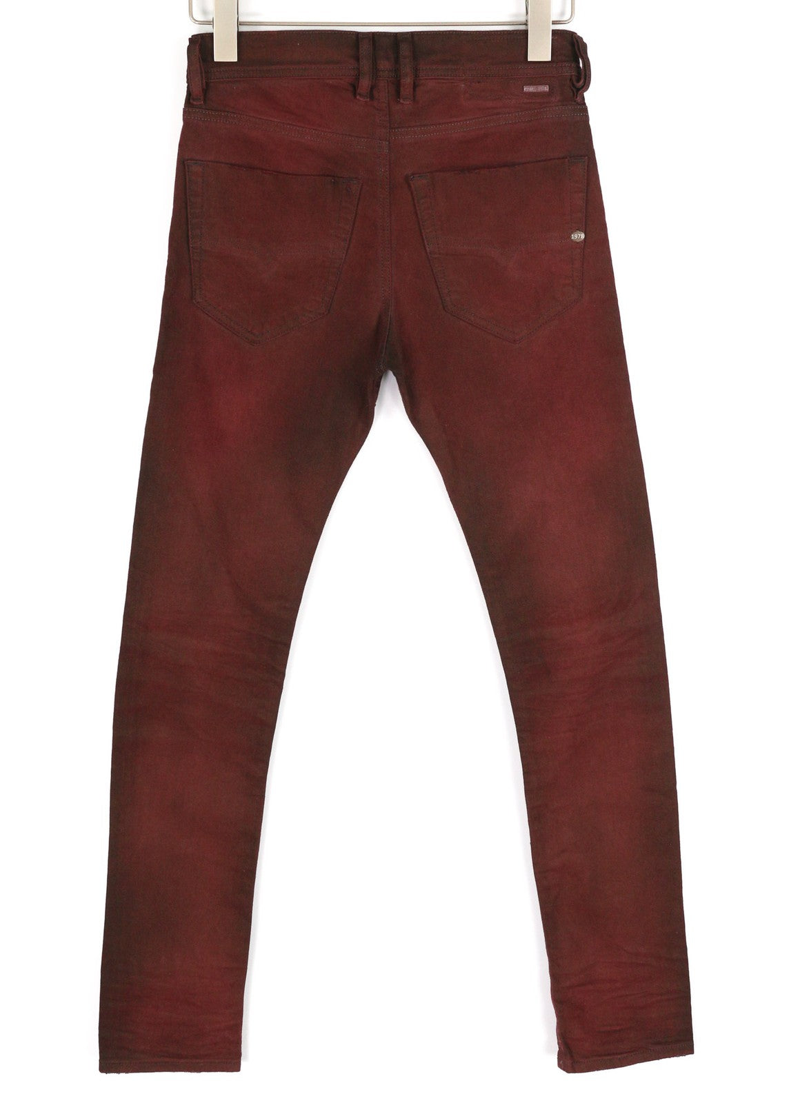 DIESEL Tepphar 0858X Men's Jeans W26 Slim Carrot Burgundy Buttoned Logo