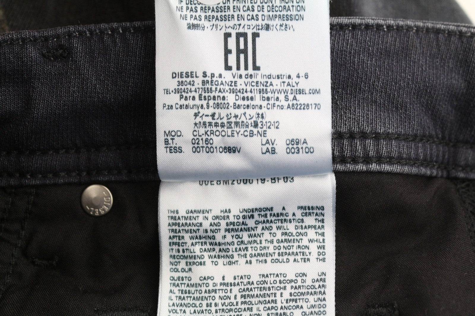 DIESEL CL-Krooley-CB-NE069IA Men's Jeans W26 Jogg Ripped Dark Washed Stretch