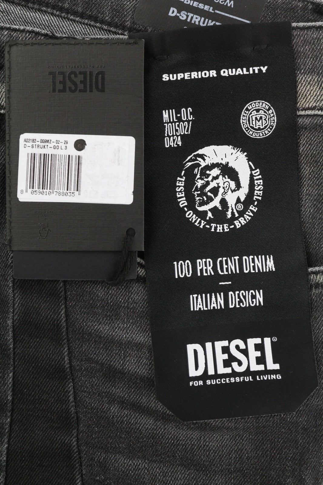 DIESEL D-Strukt 009MZ Men's Jeans W29/L32 Slim Zipped Washed Dark Grey Denim