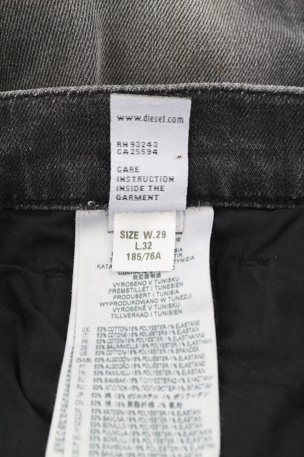 DIESEL D-Strukt 009MZ Men's Jeans W29/L32 Slim Zipped Washed Dark Grey Denim