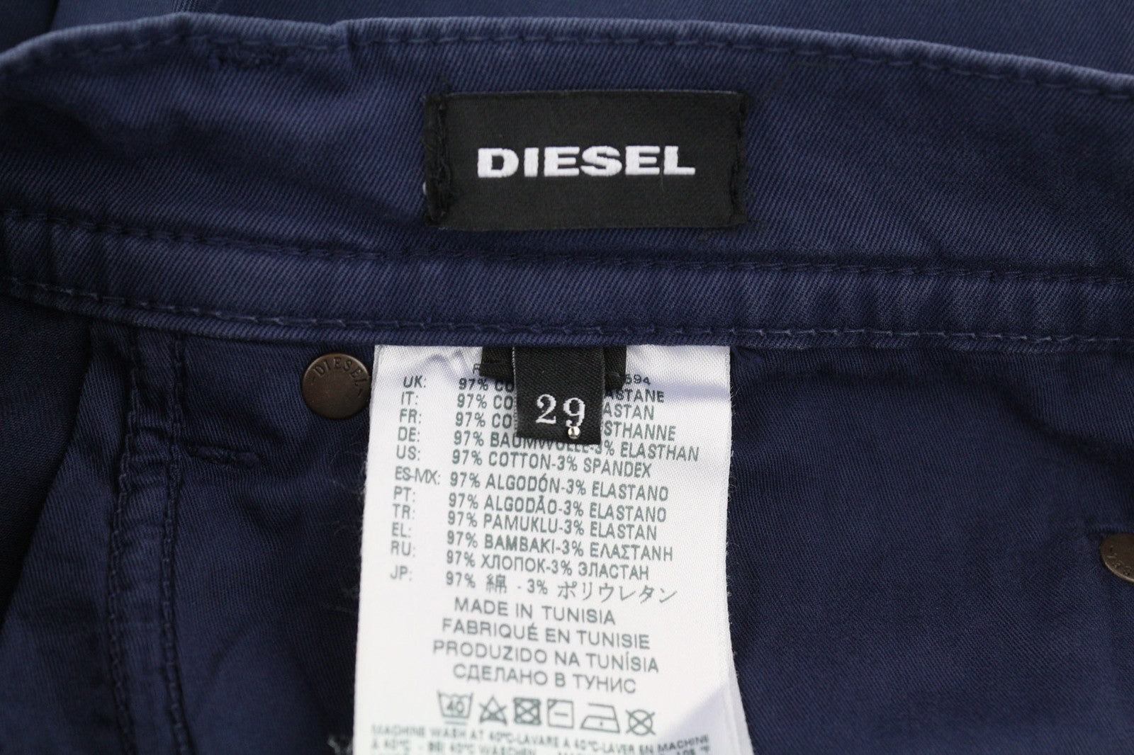 DIESEL R-Tepphar-A Men's Jeans W29 Slim Fit Button Fly Blue Denim Logo