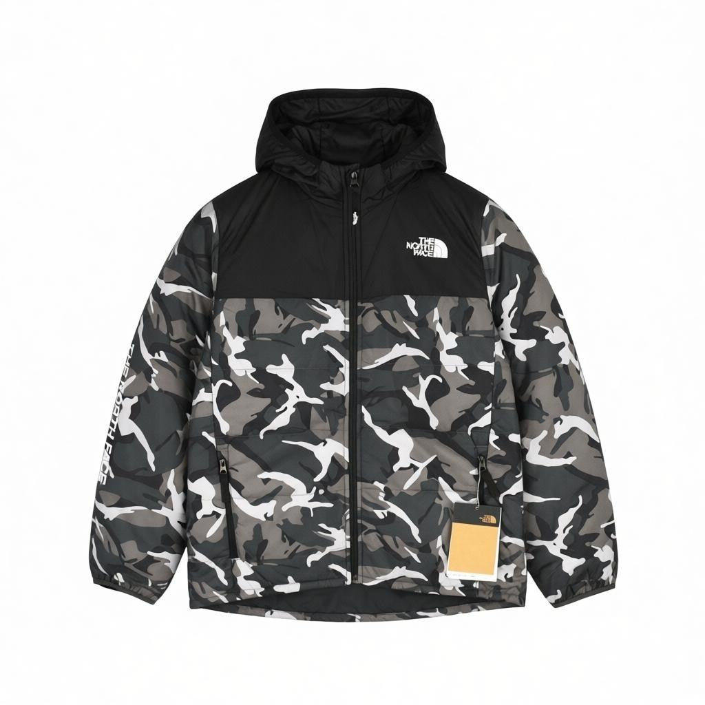 THE NORTH FACE Printed Reactor Boys Jacket L Hooded Camo Insulated Logo
