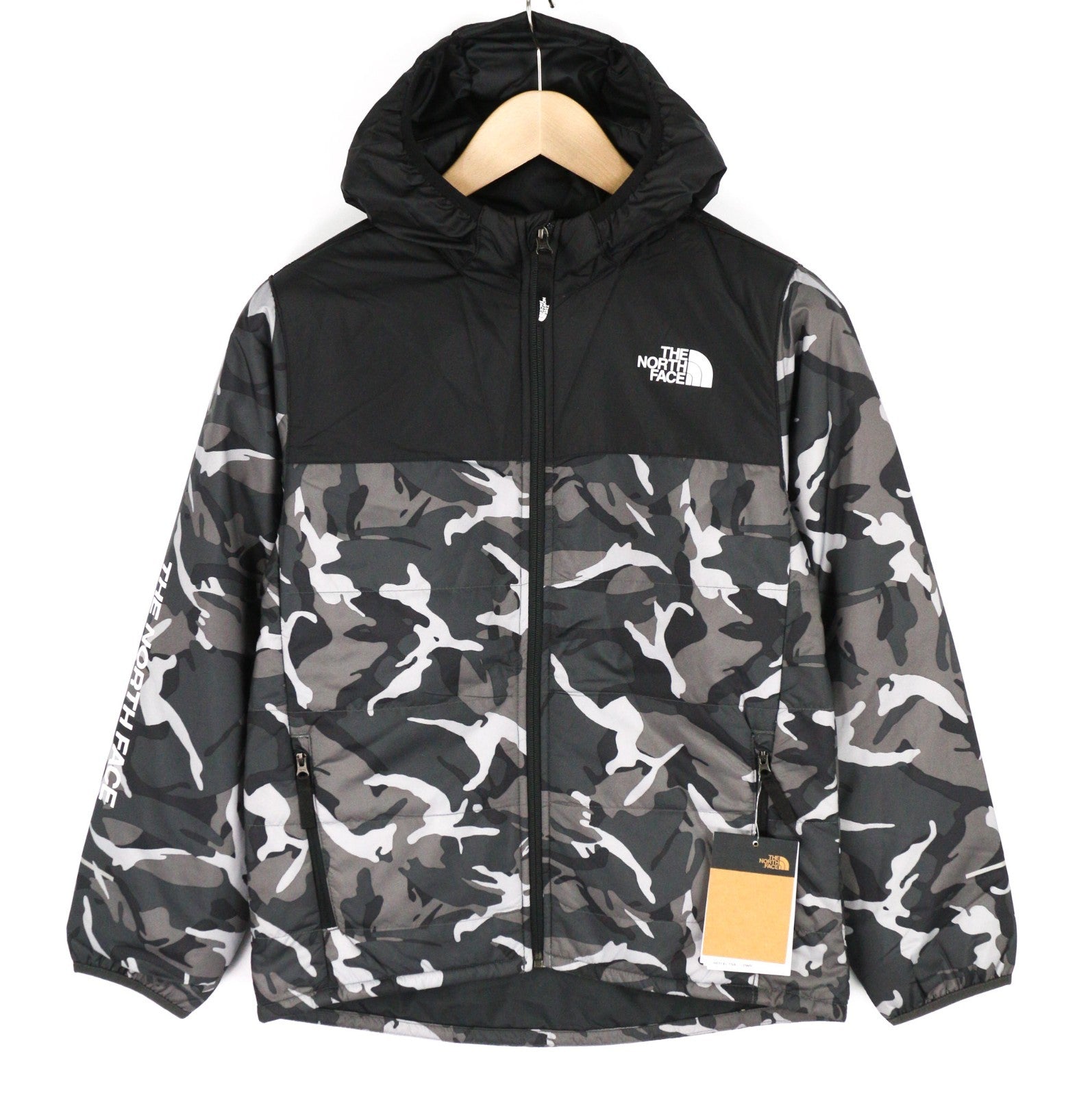 THE NORTH FACE Printed Reactor Boys Jacket L Hooded Camo Insulated Logo
