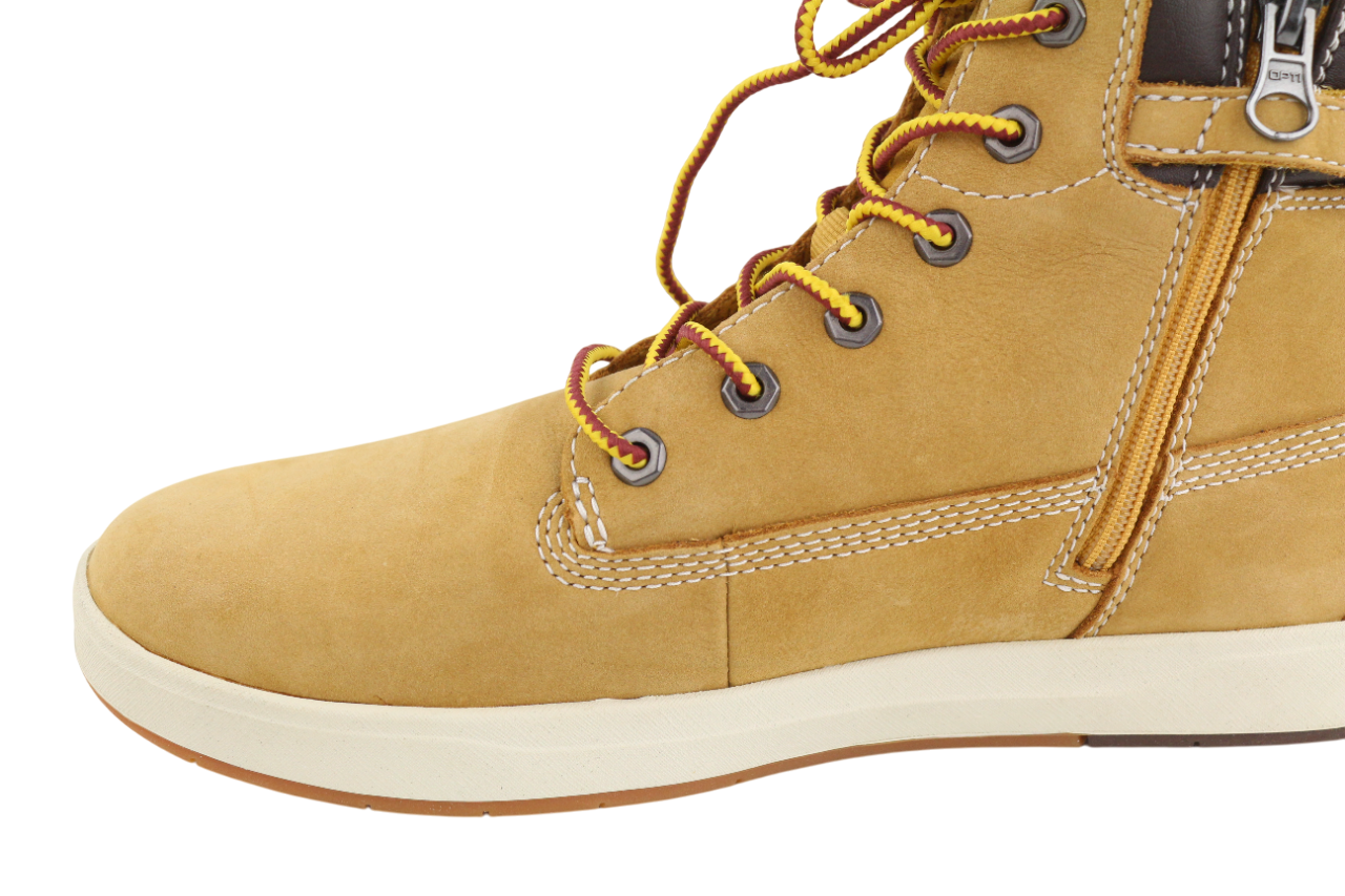 TIMBERLAND A1UXF Boys Shoes UK5 EU38 Brown Leather Ankle Zip Almond Toe Logo