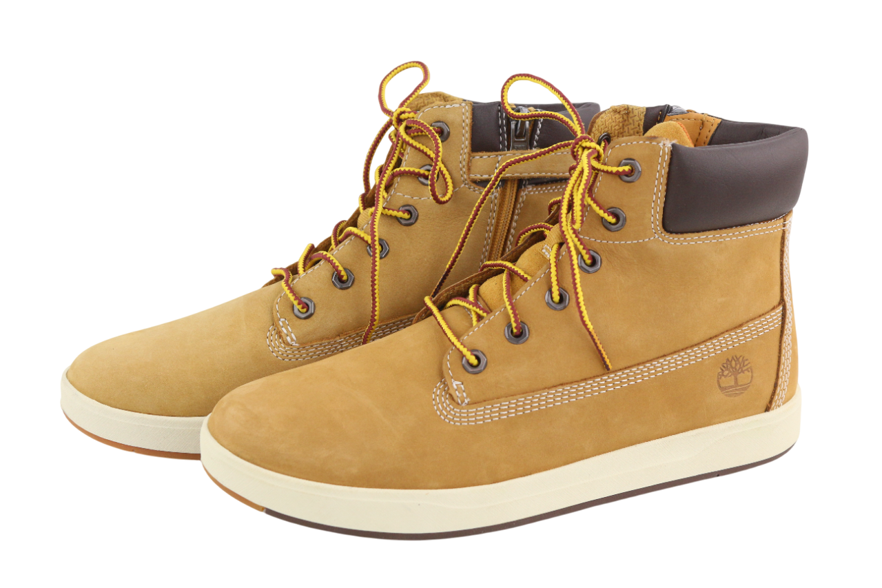 TIMBERLAND A1UXF Boys Shoes UK5 EU38 Brown Leather Ankle Zip Almond Toe Logo