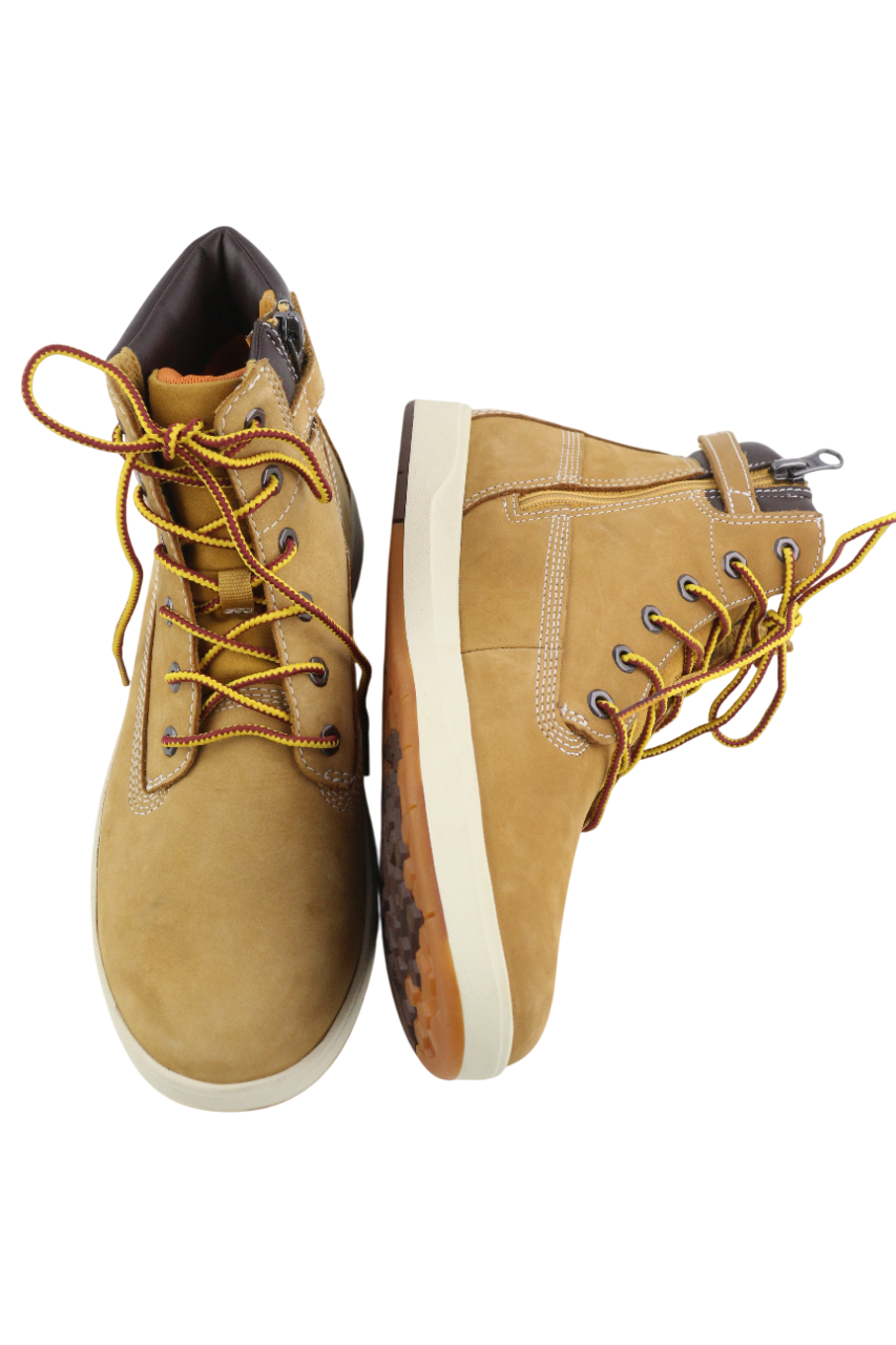 TIMBERLAND A1UXF Boys Shoes UK5 EU38 Brown Leather Ankle Zip Almond Toe Logo