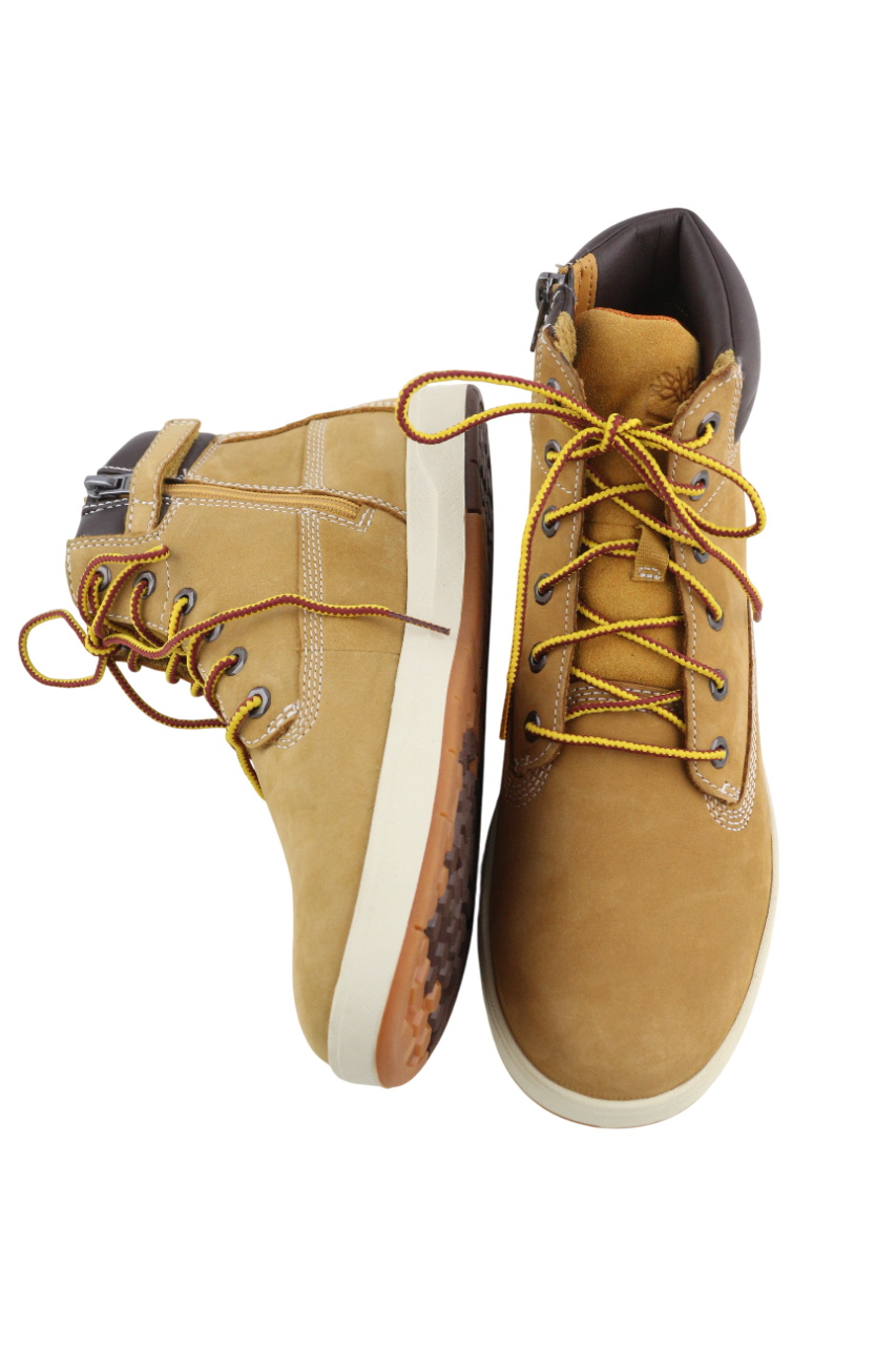 TIMBERLAND A1UXF Boys Shoes UK5 EU38 Brown Leather Ankle Zip Almond Toe Logo