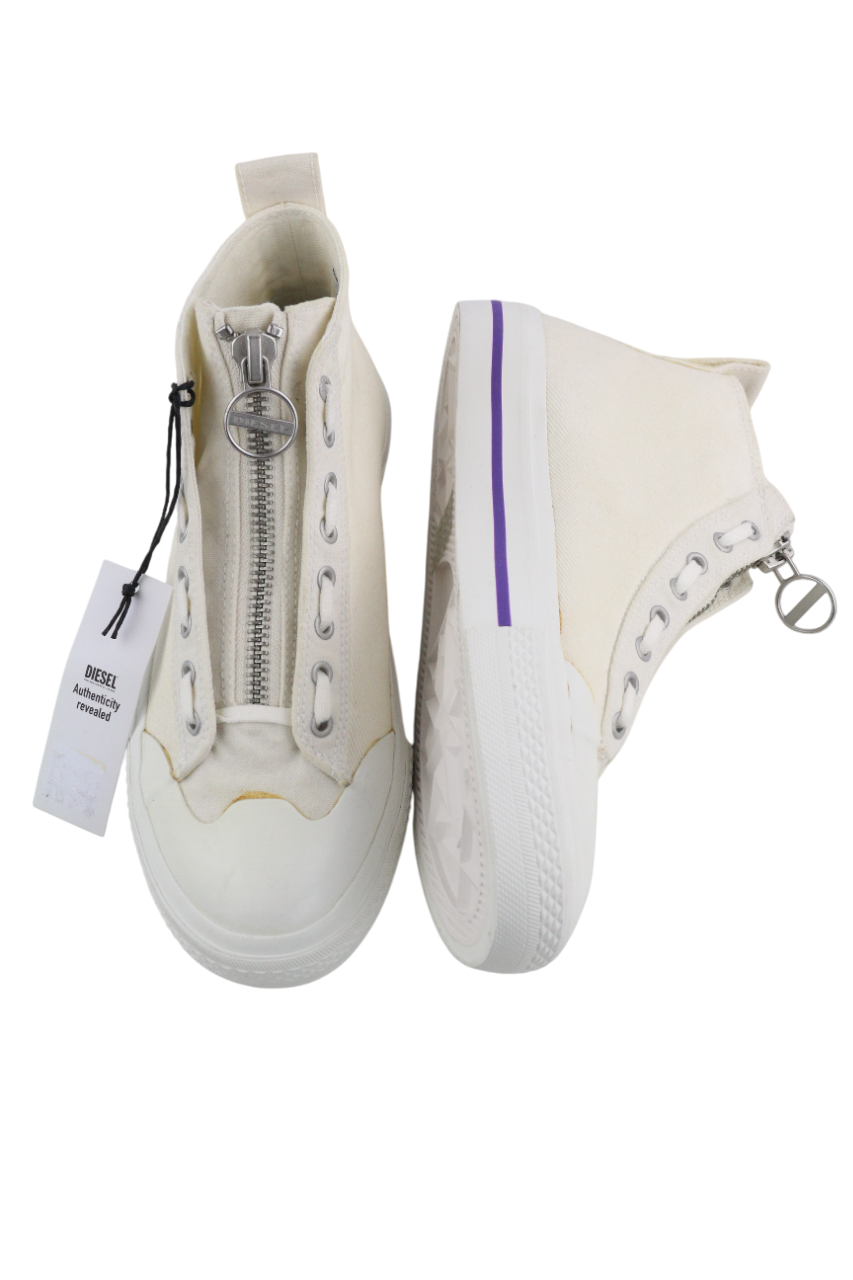 DIESEL S-Astico Mzip Women's Sneakers EU40.5 White Zip High Top RRP180