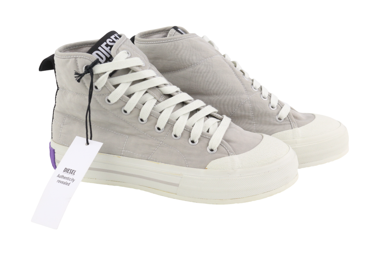 DIESEL S-Muji MC Women's Sneakers EU40 Light Grey High Lace Almond Logo RRP180