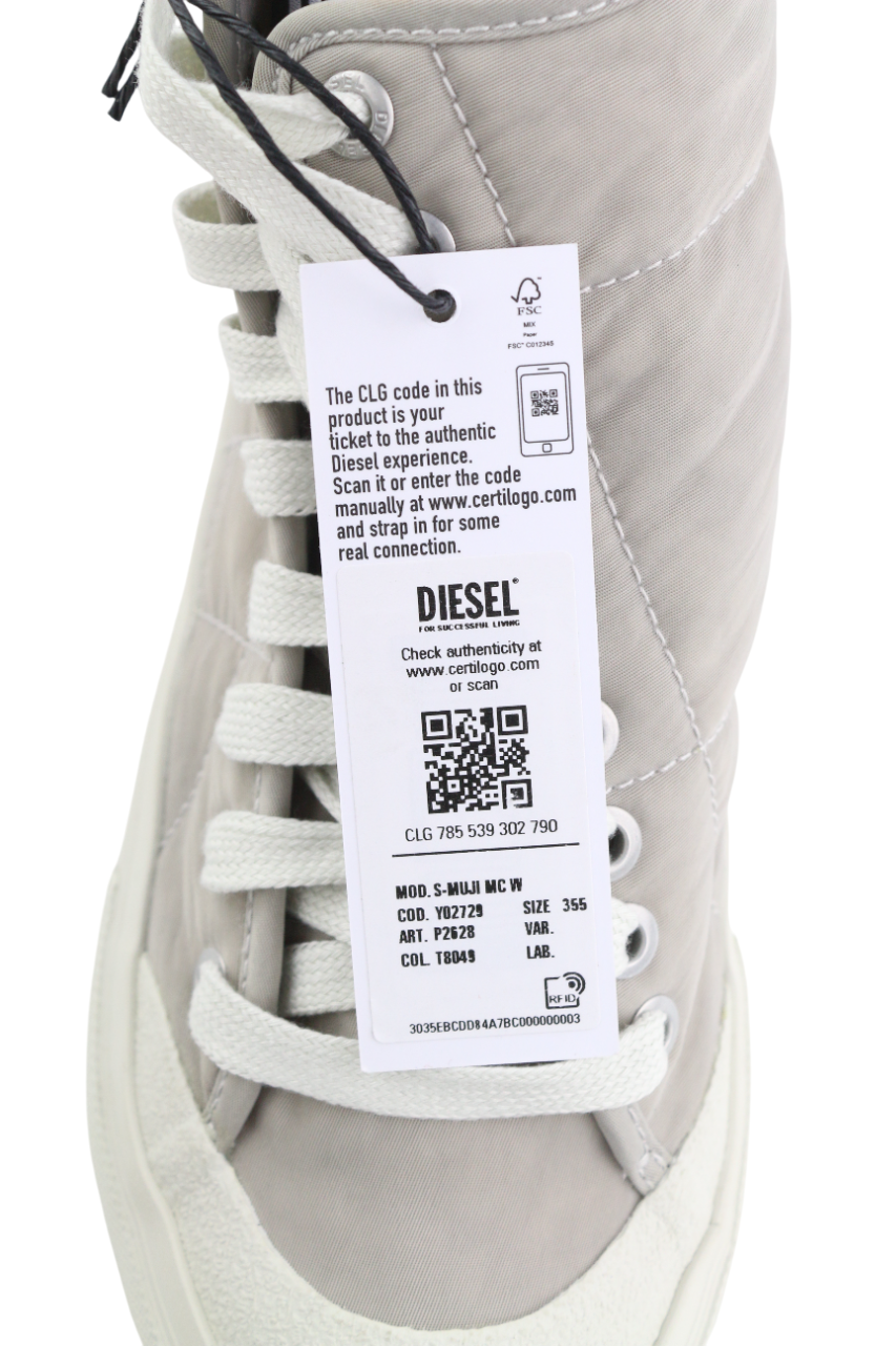 DIESEL S-Muji MC Women's Sneakers EU35.5 Light Grey High Lace Almond RRP180