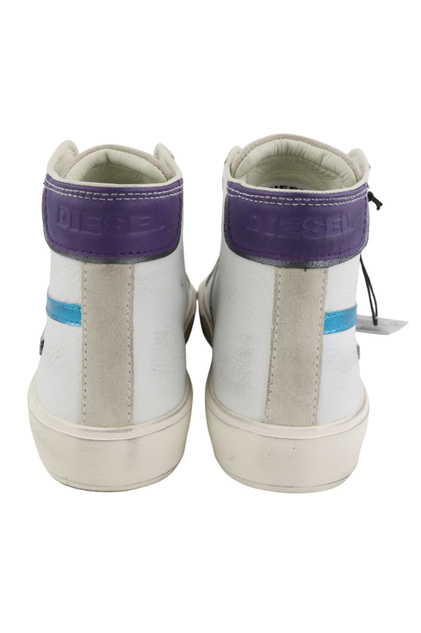 DIESEL S-Mydori ML Women's Sneakers EU38.5 White Leather Ankle Lace Up RRP220