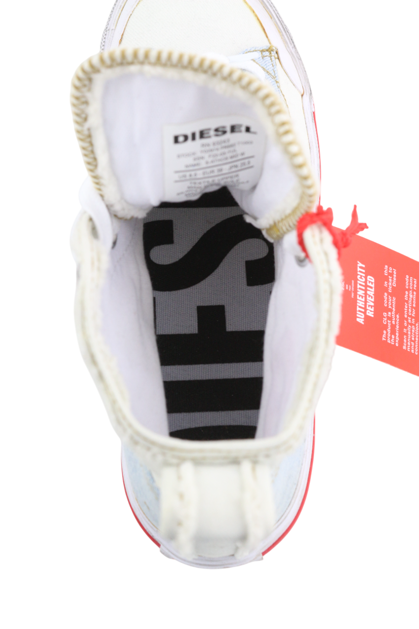 DIESEL S-Athos Mid Women's Sneakers EU39 White Ankle Lace Almond Logo RRP175