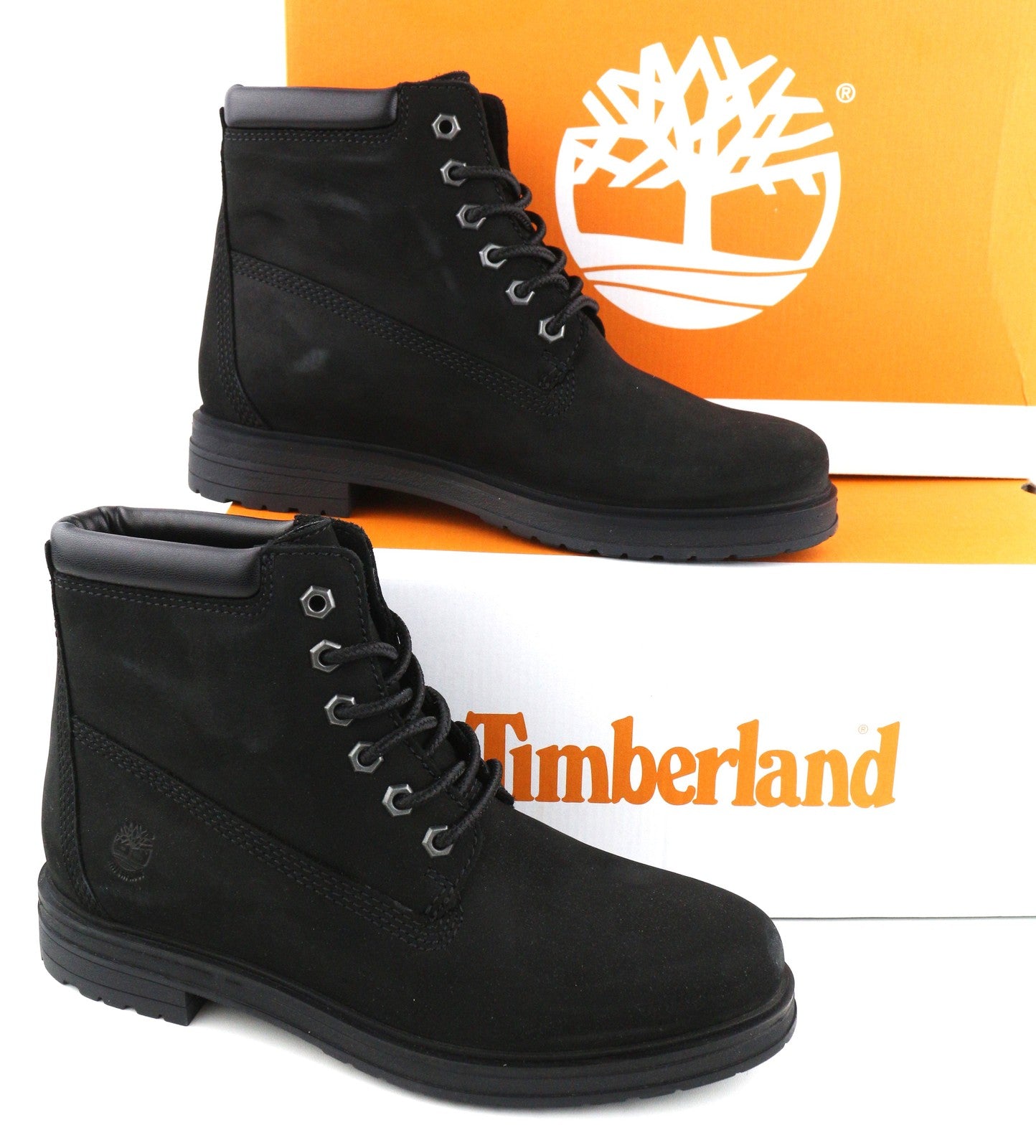 TIMBERLAND A2KSV Women's Boots UK7.5 EU41 Black Leather Ankle Lace Almond Logo