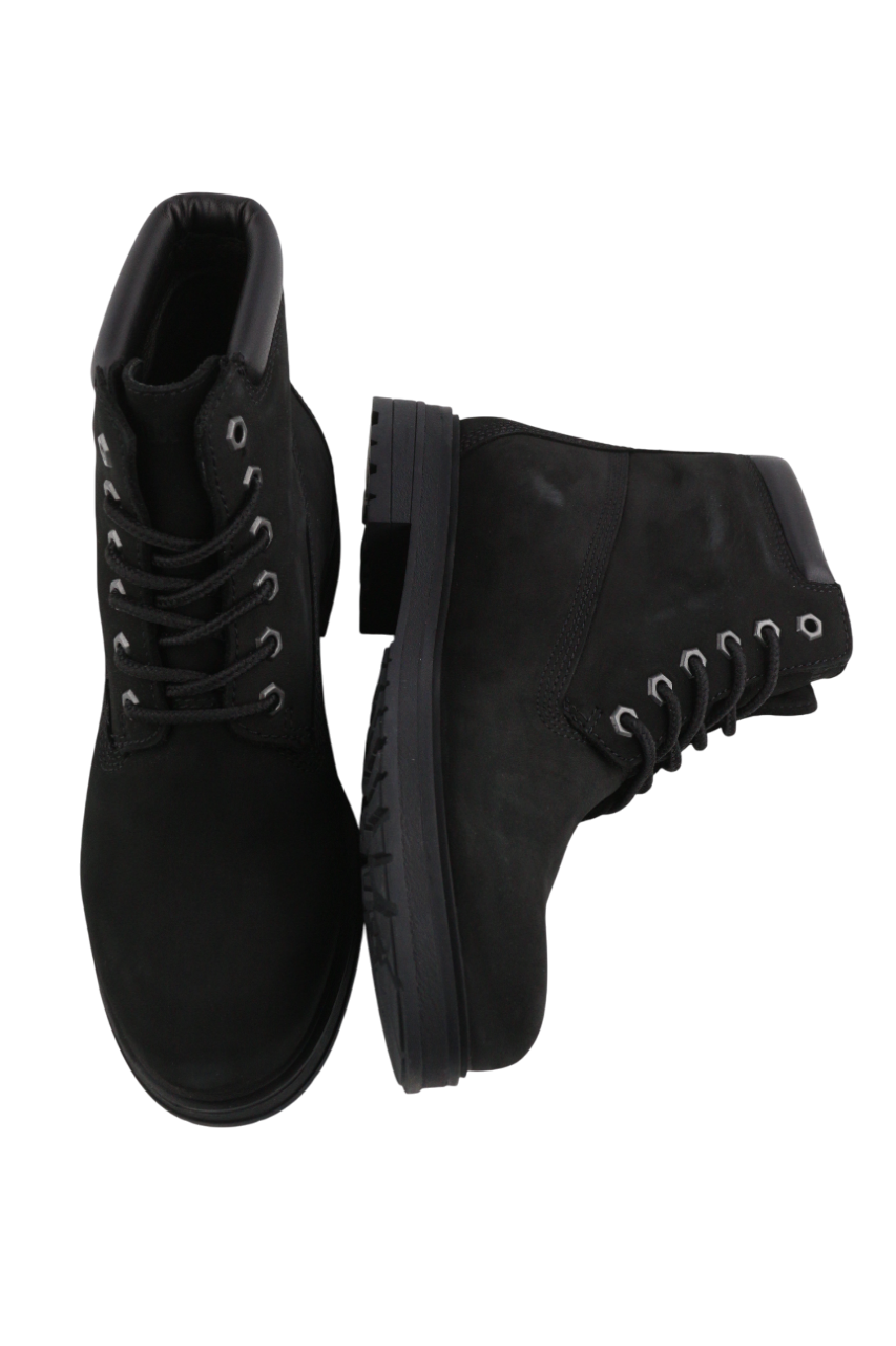 TIMBERLAND A2KSV Women's Boots UK7.5 EU41 Black Leather Ankle Lace Almond Logo