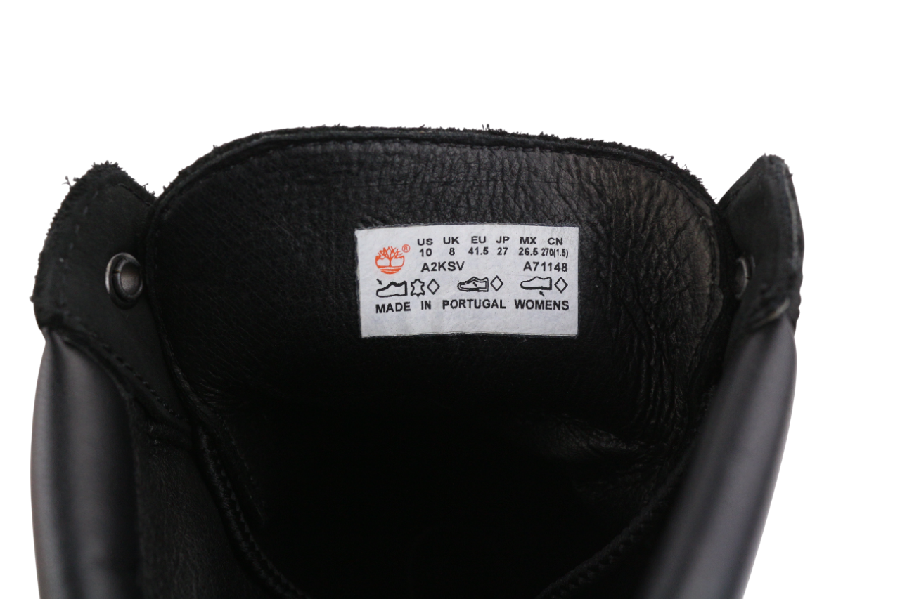 TIMBERLAND A2KSV Women's Boots UK8 EU41.5 Black Leather Ankle Lace Almond Logo