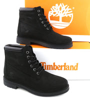 TIMBERLAND A2KSV Women's Boots UK9 EU42 Black Leather Ankle Lace Almond Logo