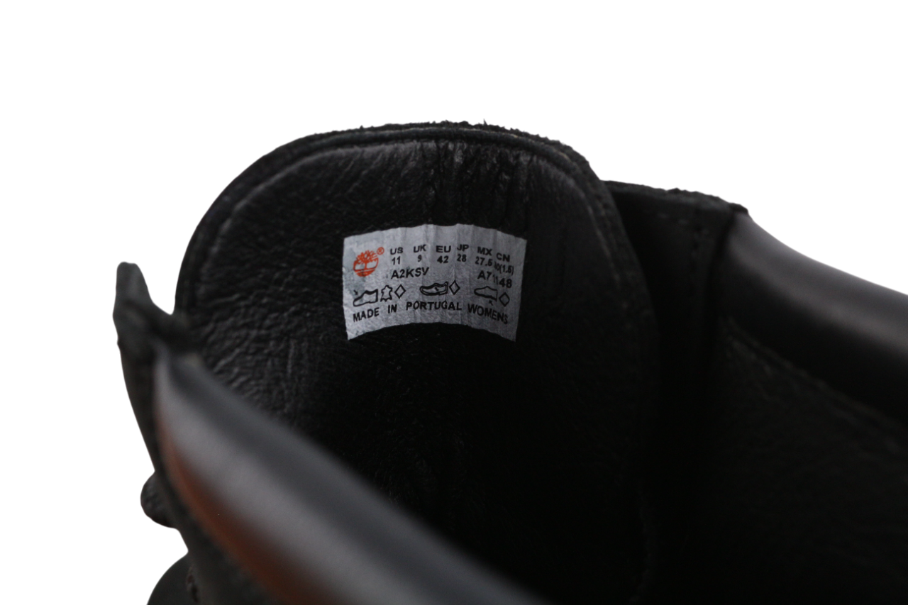 TIMBERLAND A2KSV Women's Boots UK9 EU42 Black Leather Ankle Lace Almond Logo