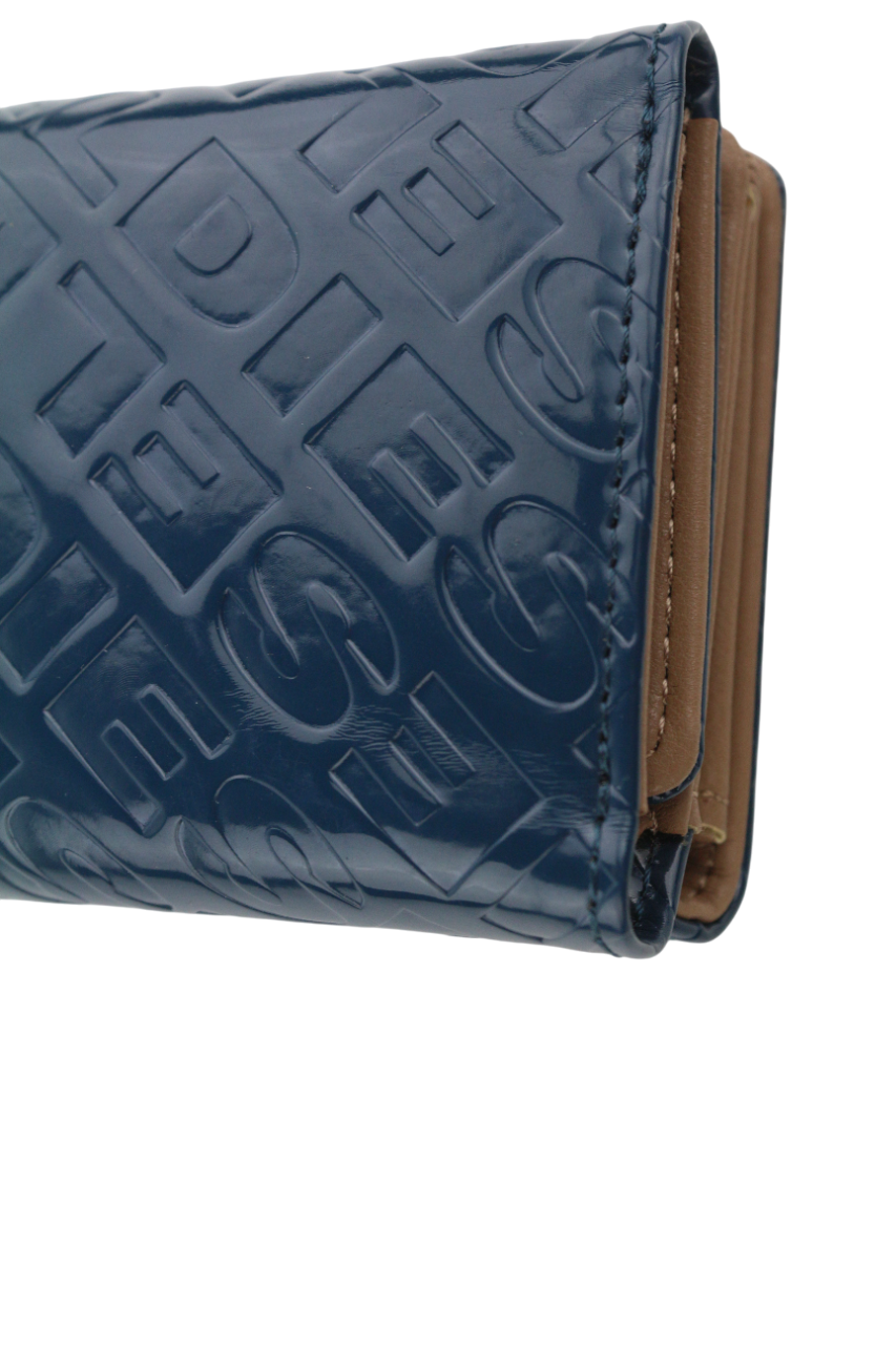 DIESEL Lorettina Women's Wallet One Size Blue Leather Snap Logo