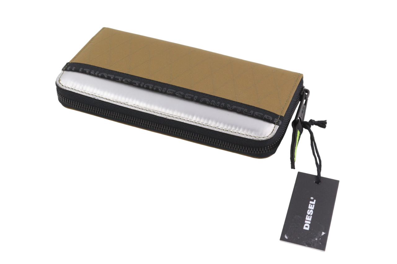 DIESEL 24 Zip Pocket Women's Wallet One Size Brown Zip All Season Logo