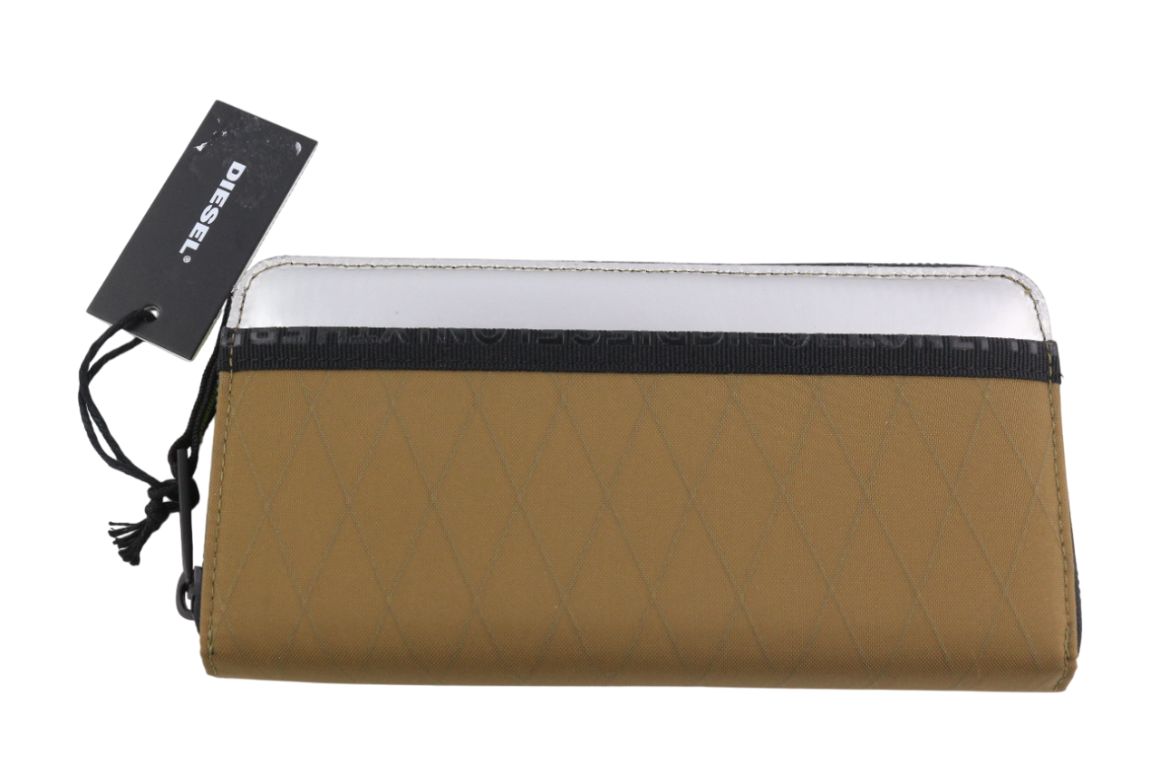 DIESEL 24 Zip Pocket Women's Wallet One Size Brown Zip All Season Logo