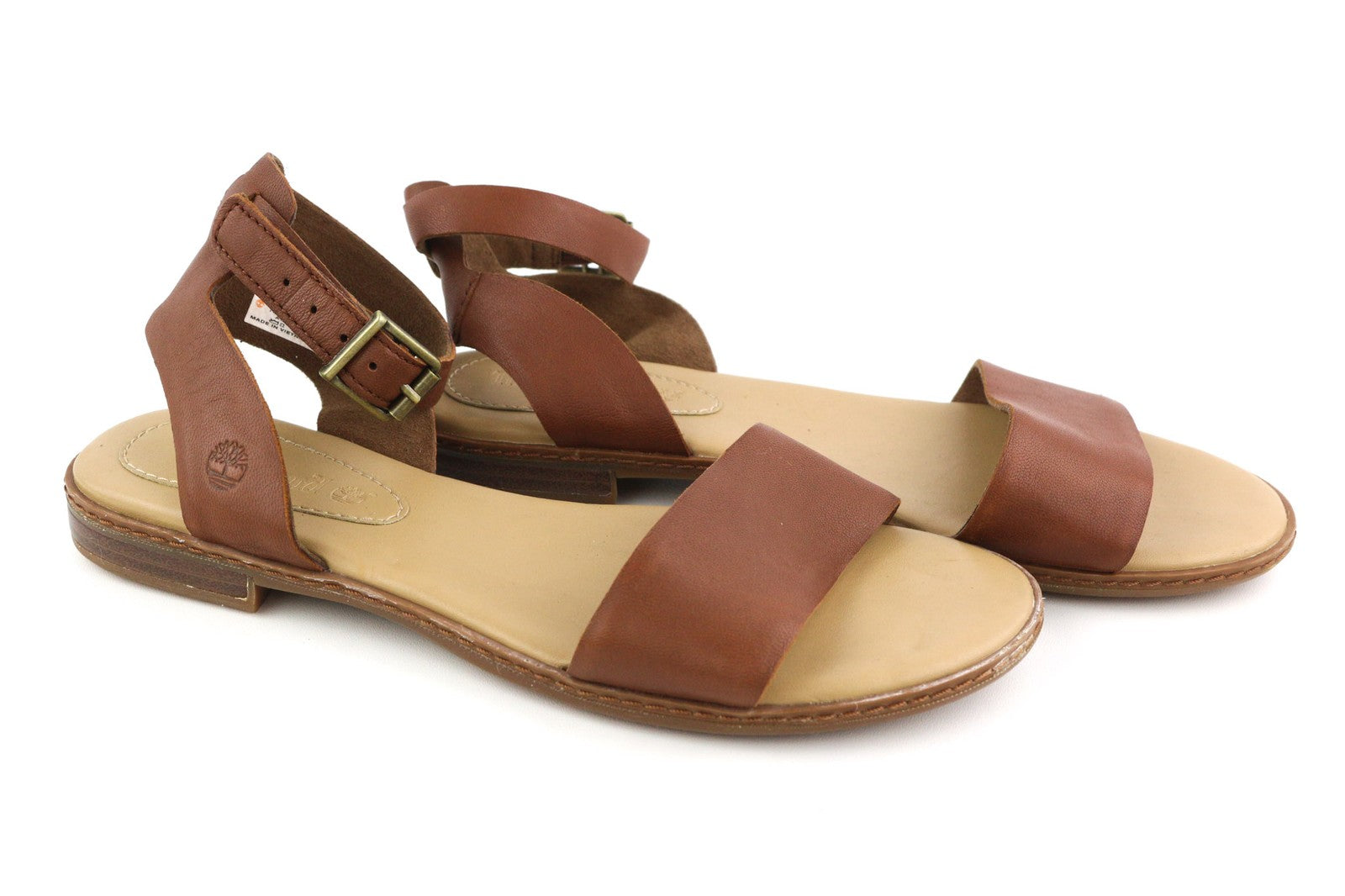TIMBERLAND A1PCY Women's Sandals UK4.5/5 EU37.5/38 Brown Leather Open Toe