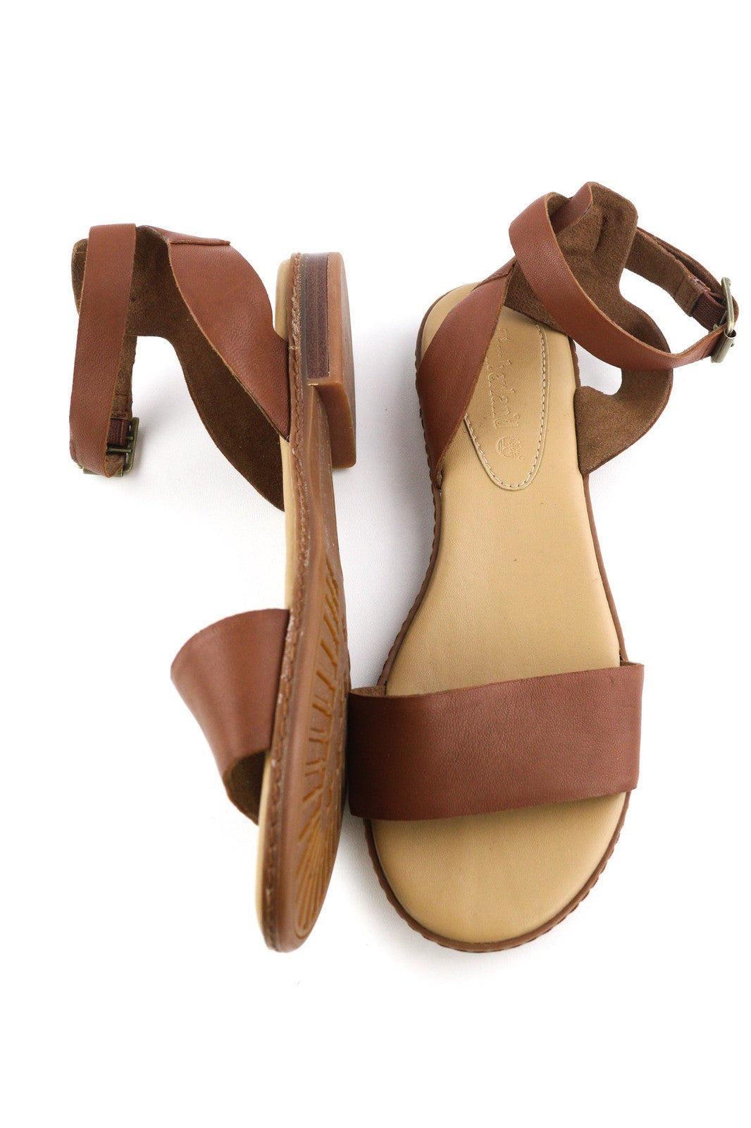 TIMBERLAND A1PCY Women's Sandals UK4.5/5 EU37.5/38 Brown Leather Open Toe