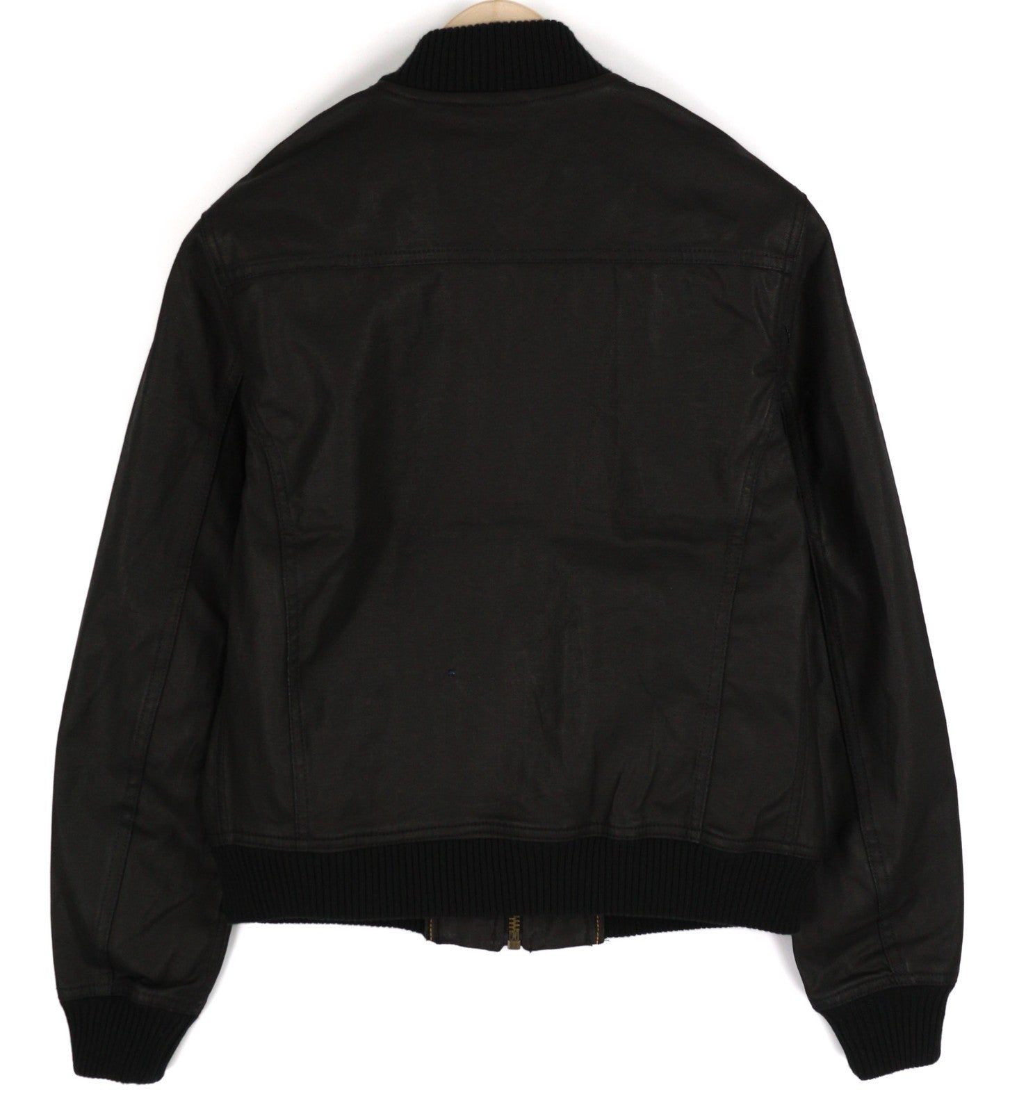 NUDIE JEANS Severin Short Rib Men's Jacket S Black Coated Bomber Zip Logo