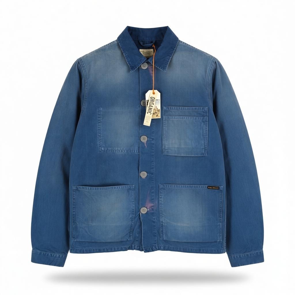 NUDIE JEANS Paul Men's Jacket S Oden Blue Washed Worker Button Polo