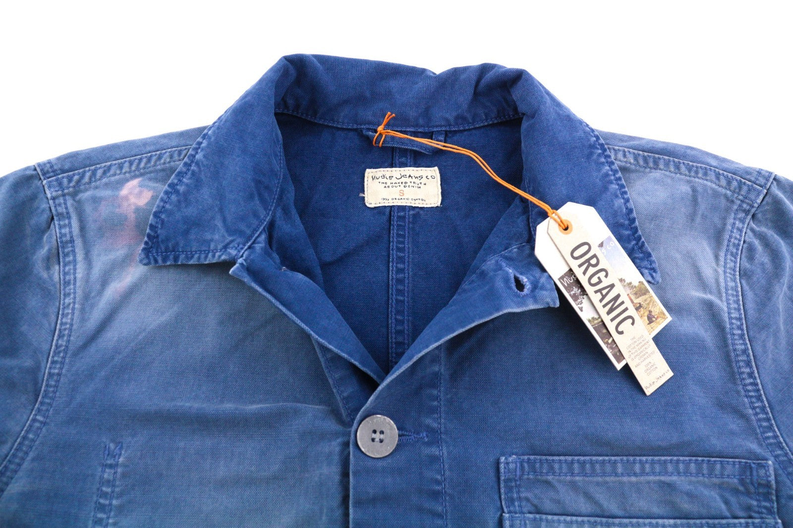 NUDIE JEANS Paul Men's Jacket S Oden Blue Washed Worker Button Pockets