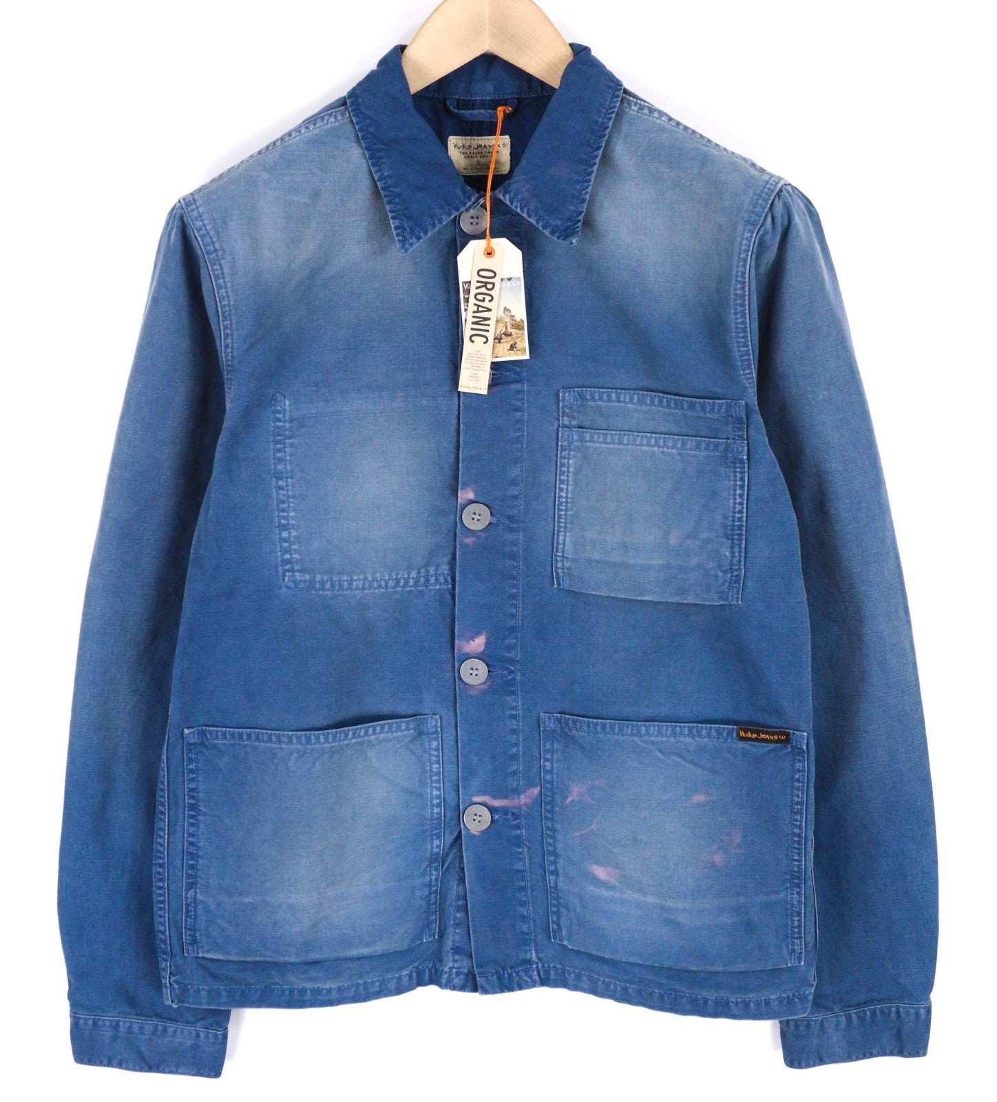 NUDIE JEANS Paul Men's Jacket S Oden Blue Washed Polo Worker Unlined