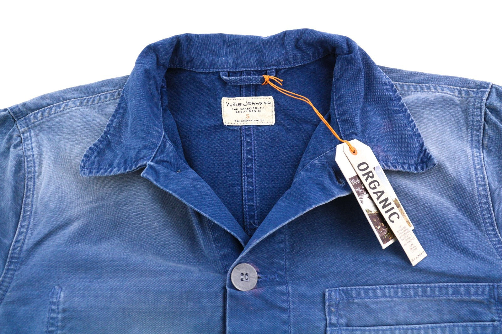 NUDIE JEANS Paul Men's Jacket S Oden Blue Washed Polo Worker Unlined