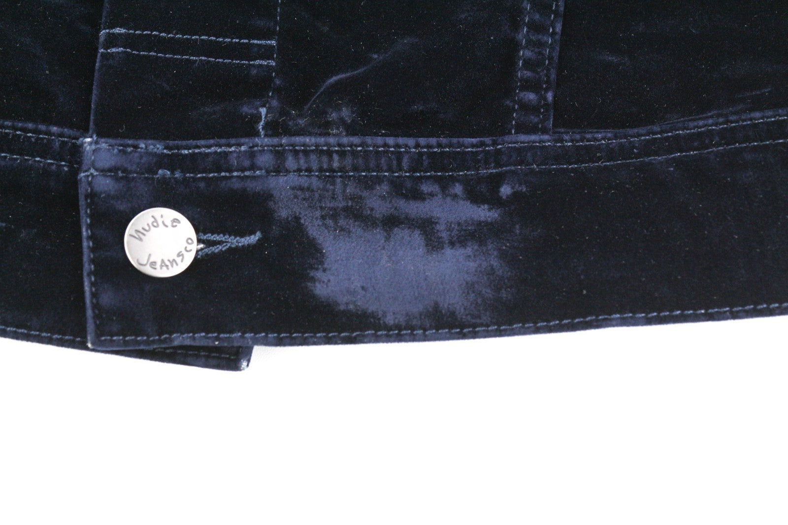 NUDIE JEANS Tove Women's Jacket M Blue Velvet Polo Button Long Sleeve